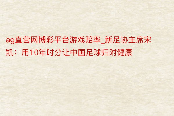 ag直营网博彩平台游戏赔率_新足协主席宋凯：用10年时分让中国足球归附健康